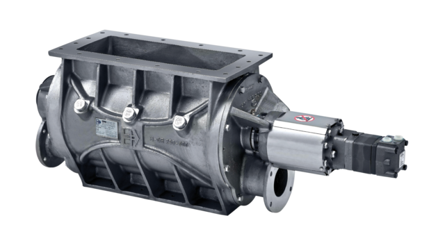 TBMA lined container filling and discharging rotary valve skid solutions