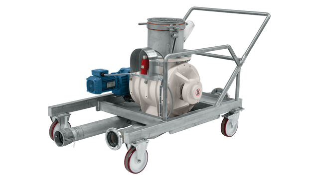 TBMA lined container filling and discharging rotary valve skid solutions